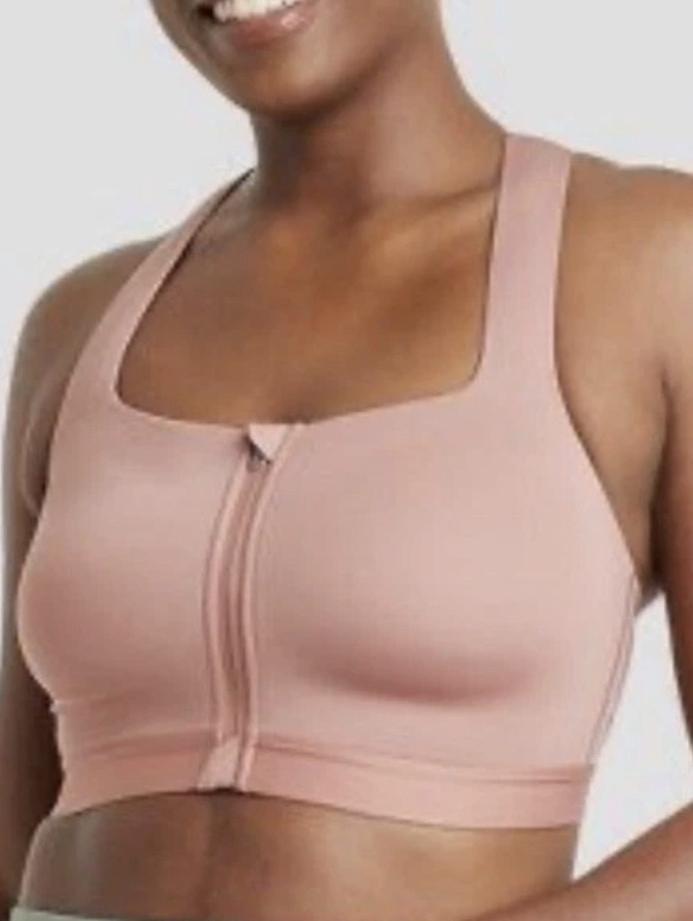 Women's Sculpt High Support Zip-Front Sports Bra - All In Motion NWT Clay Pink